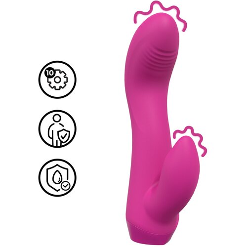 Loveline ukrivljen mini vibrator z zajčkom (roza) Slike