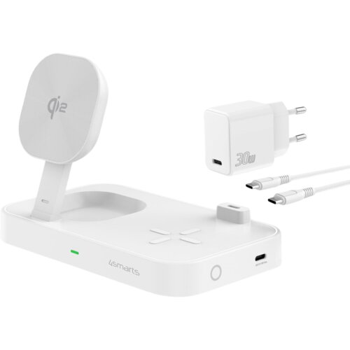 4SMARTS QI2 TRIDENT 2-V-1 INDUKTIVNI POLNILEC ZA MAGSAFE IPHONE 13 14 15 30 W, (5000310925) Cene