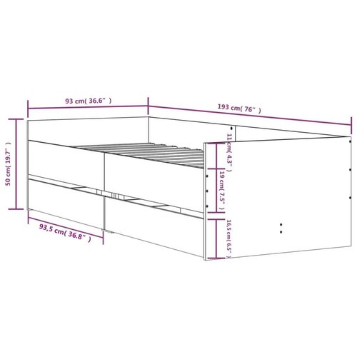 VidaXL Okvir kreveta s ladicama crni 90 x 190 cm Slike