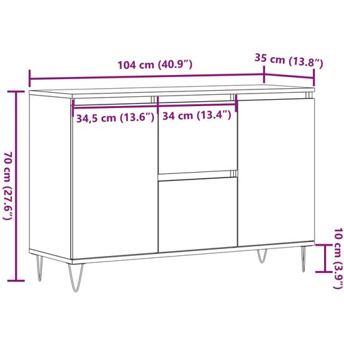 VidaXL Komoda staro drvo 104x35x70 cm konstruirano drvo Slike