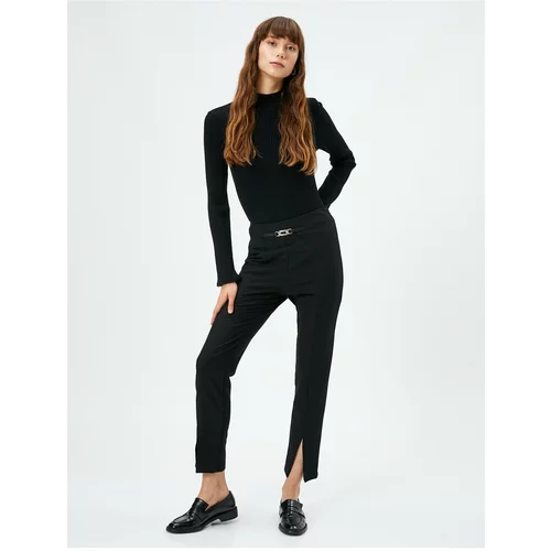 Koton Fabric Trousers with Slit and Belt Detail