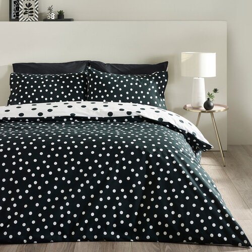 Catherine Lansfield Crno-bijela 3-dijelna posteljina za bračni krevet 200x200 cm Polka Dot &amp;ndash; Slike