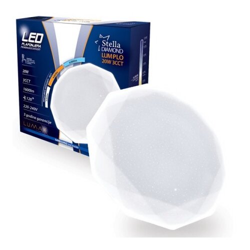 Lumax led plafonjera stella diamond lumplo-20w 3cct (6000/4000/3000k) 1600lm 260x60 ( 006922 ) Cene