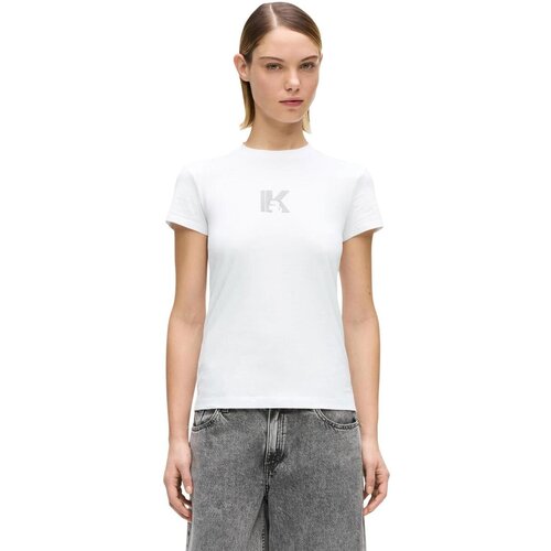 Karl Lagerfeld Majice s kratkimi rokavi KLJ Slim Ss K Logo Tee B2W17064 Bela Cene