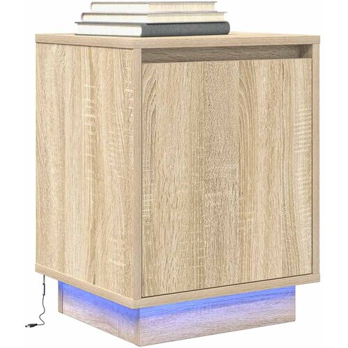 vidaXL Nočna omarica z LED svetili Sonoma Oak 38x34x50 cm Cene