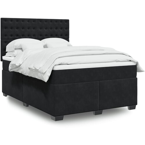  The Living Store Box spring postelja z vzmetnico črna 160x200 cm žamet - Box Spring Postelja, (21457874) Slike