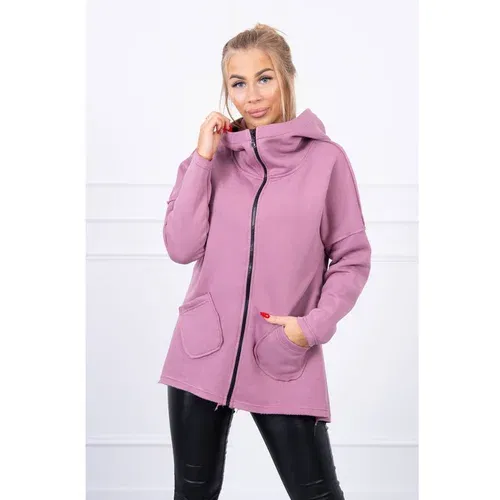 Kesi Insulated sweatshirt with longer back and pockets dark pink