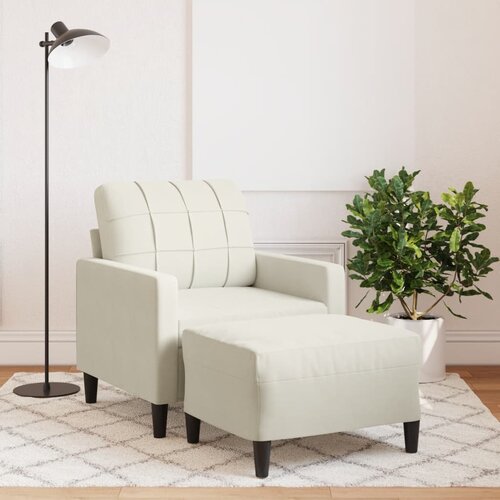 vidaXL fotelj s stolčkom za noge krem 60 cm žamet Cene
