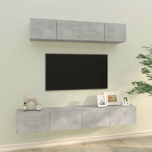  Komplet TV omaric 4-delni betonsko siv inženirski les, (20732849)