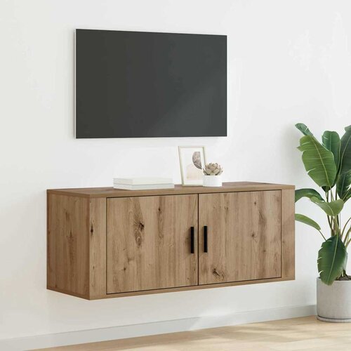  Ormar za TV montiran na zid 100 x 34,5 x 40 cm Umjetnički hrast Slike