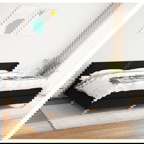 vidaXL Box spring postelja z vzmetnico črna 180x200 cm blago Cene