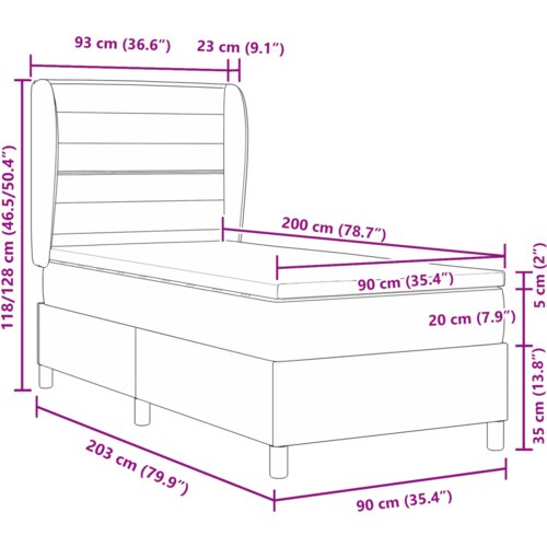 Box Spring Krevet s Madracem Svjetlosiva 90x200 cm Tkanina Slike