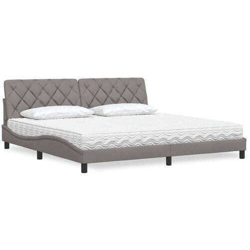  Krevet s madracem smeđesivi 200x200 cm od tkanine - Sivo-smeđa 200 x 200 cm Cijene
