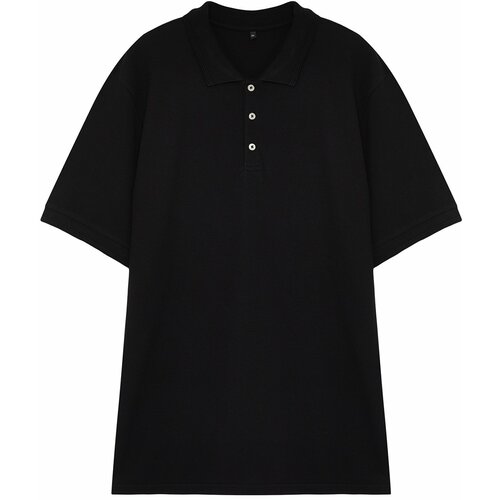 Trendyol Men's Black Regular/Normal Cut Basic 100% Cotton Textured Polo Collar T-shirt Slike