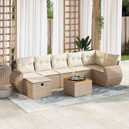 vidaXL 8-dijelni set vrtnih sofa od poliratana s jastucima bež Cijene