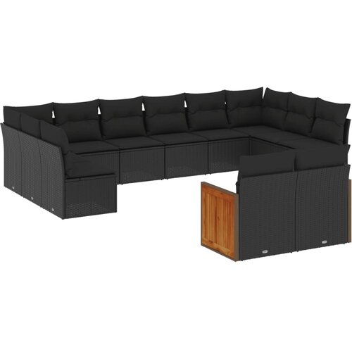 Maison Chic Seti vrtnega pohištva - Vrtna garnitura - Vrtni pohištvo set 12-delna z blazinami črn poli ratan, (21810980) Cene