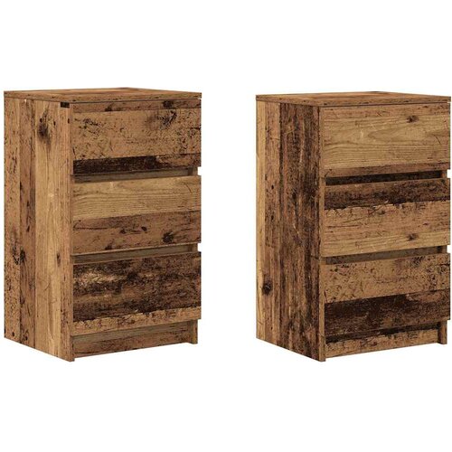  Noćni ormarići s 3 ladice 2 kom staro drvo 39x35x65 cm Slike