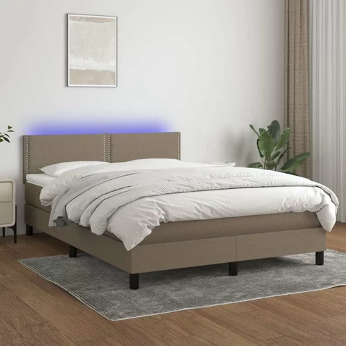  Box spring postelja z vzmetnico LED taupe 140x190 cm blago, (20790846)