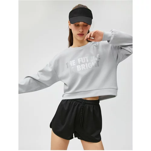 Koton Printed Crop Sports Sweatshirt Modal Blend