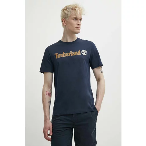 Timberland Pamučna majica za muškarce, boja: tamno plava, s tiskom, TB0A5UPQ4331