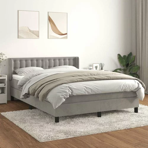  Box spring postelja z vzmetnico svetlo siva 140x200 cm žamet, (20790006)