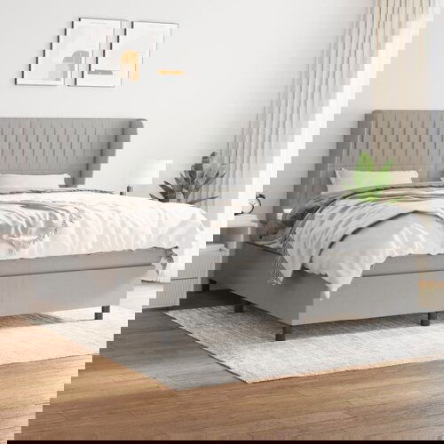 The Living Store Box spring postelja z vzmetnico svetlo siva 180x200 cm blago - Box Spring Postelja, (21517052) Slike