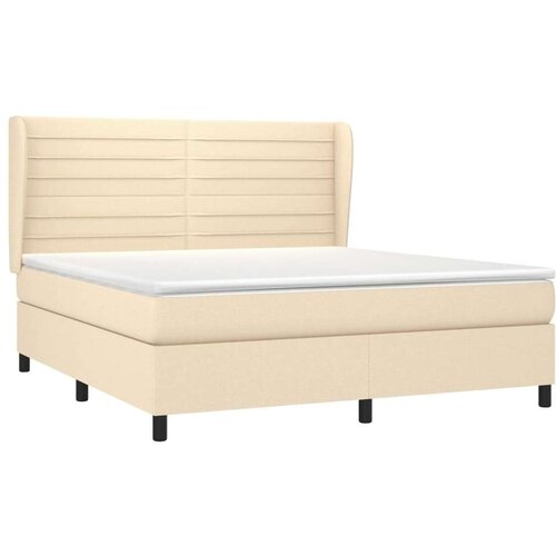  Krevet s oprugama i madracem krem 180x200 cm od tkanine Slike