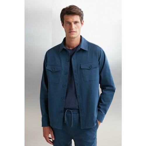 Grimelange Nader Men&amp;#039;s Woven Thick Textured Surface Covered Shirt Jacket with Pockets and Buttons Slike