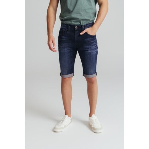 Legendww muske tamne teksas bermude slim fit kroja sa podvrnutim nogavicama Slike