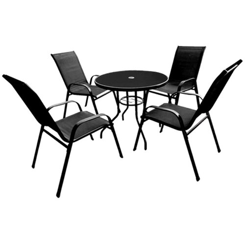  Baštenski set okrugli sto + 4 stolice crni (TIH3377) Cene