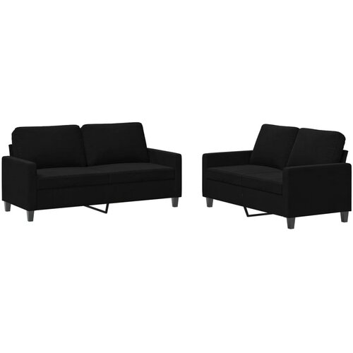 Maison Chic Sedežna garnitura - kavč 2-delna z blazinami črn žamet, (21728860) Cene