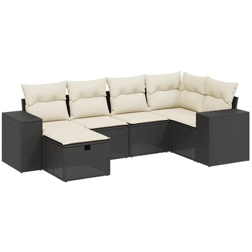 6-dijelni set vrtnih sofa s jastucima crni od poliratana Crna 83 x 62 x 69 cm Slike