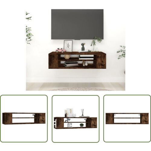 The Living Store Viseča TV omarica dimljeni hrast 100x30x26,5 cm inženirski les - TV Omarica, (21738266) Cene