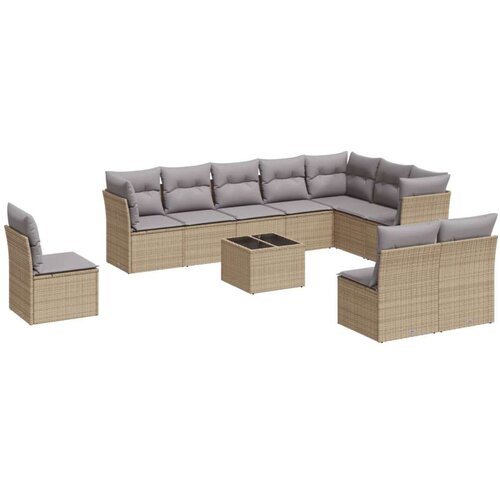 vidaXL 11-dijelni set vrtnih sofa od poliratana s jastucima bež Cijene