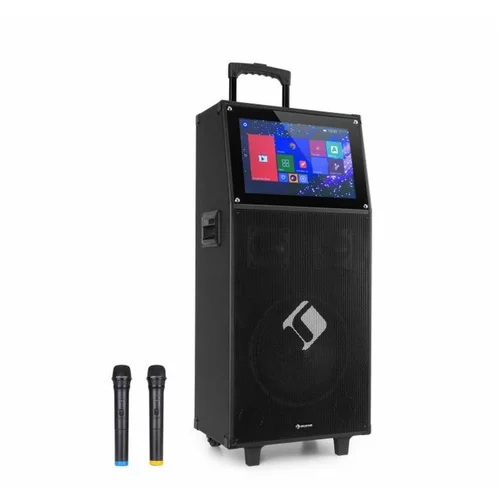 Auna KTV sistem za karaoke, 15,4'' diplay na dotik, 2 UHF Mikrofona, WiFi, BT, USB, SD, HDMI, voziček