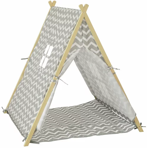 SoBuy otroški igralni šotor s talno podlogo sive barve v skandinavskem slogu, (20815237)
