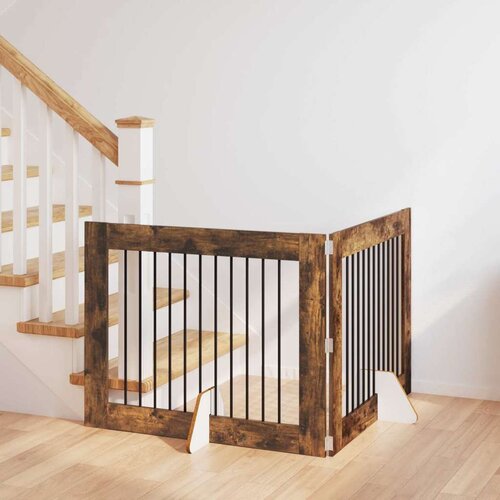  Vrata za pse z stojali 2 pcs Dimljen hrast 100 x 80 cm, (5000232767) Cene