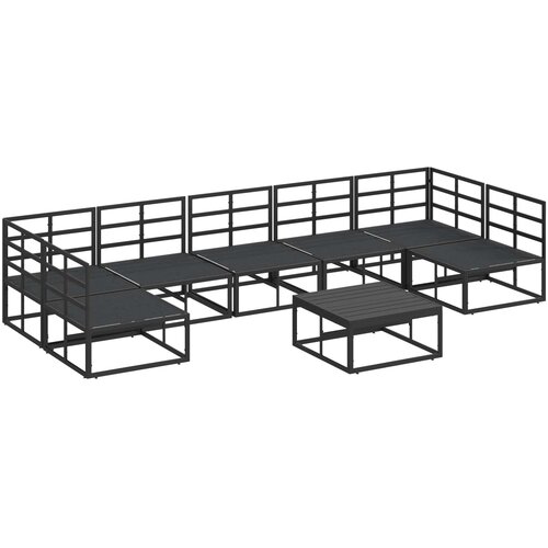  Sjedeća garnitura za vrt s jastukom 8 pcs Crna Aluminij Slike