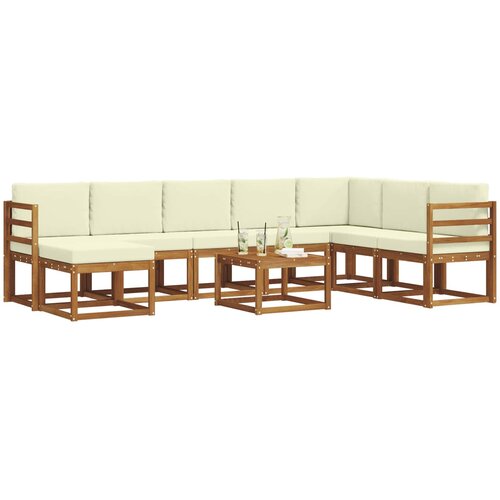  Set vanjskih sofa 9 kom. Prirodna i krem Slike