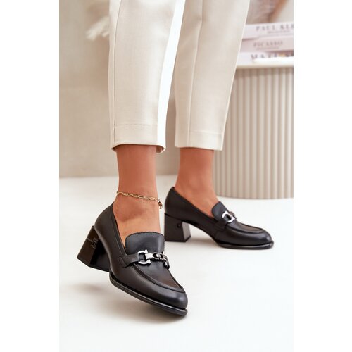 VINCEZA Elegant Leather Women's Heeled Shoes Black 91116 Cijene