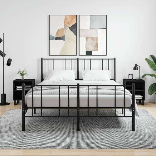  Noćni ormarići 2 kom crni 40 x 30 x 50 cm konstruirano drvo Slike