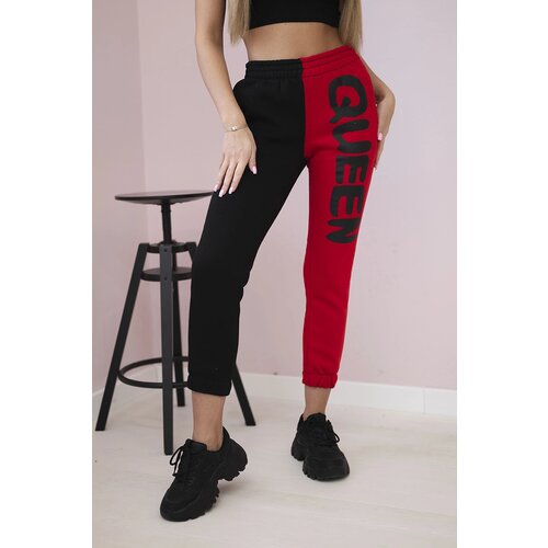 Kesi Women&amp;#039;s sweatpants with QUEEN inscription red Slike