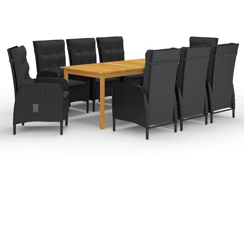  9-dijelni vrtni blagovaonski set crni Cijene