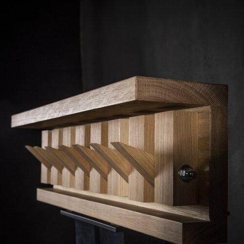 Meda_Furniture Piano Drveni zidni čiviluk, Hrast Slike