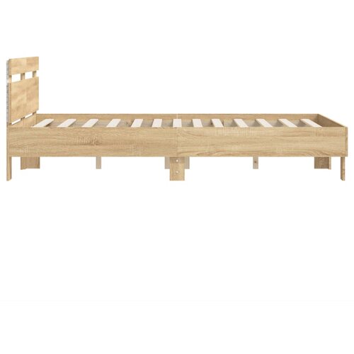  Okvir za krevet s uzglavljem i LED boja hrasta 120x200 cm Slike