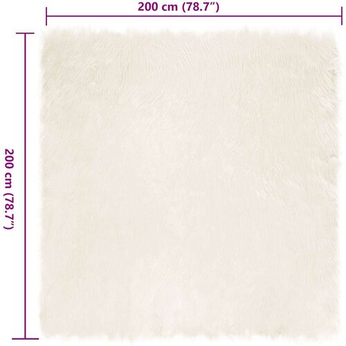 VidaXL Lažni Ovčji Tepih Bijelo 200 x 200 cm Poliester Slike