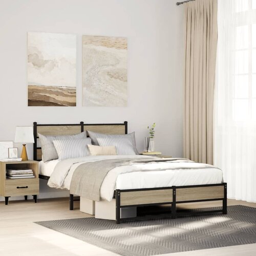 VidaXL Metalni okvir kreveta bez madraca boja hrasta sonome 120x190 cm Slike