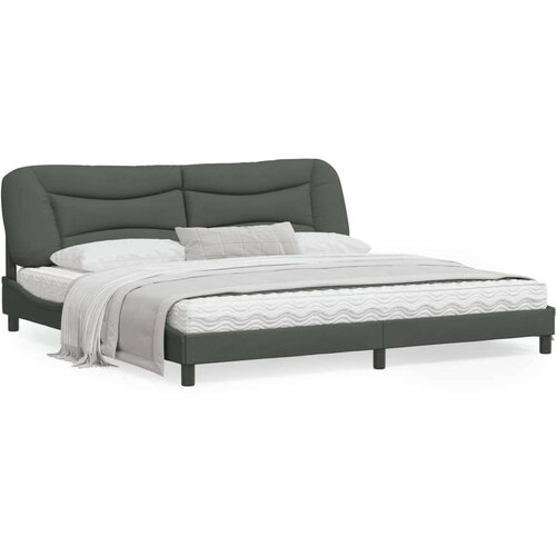  Posteljni okvir z LED lučkami temno siv 200x200 cm tkanina Cene