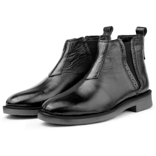 Ducavelli Leeds Genuine Leather Chelsea Daily Boots With Non-Slip Soles Black.