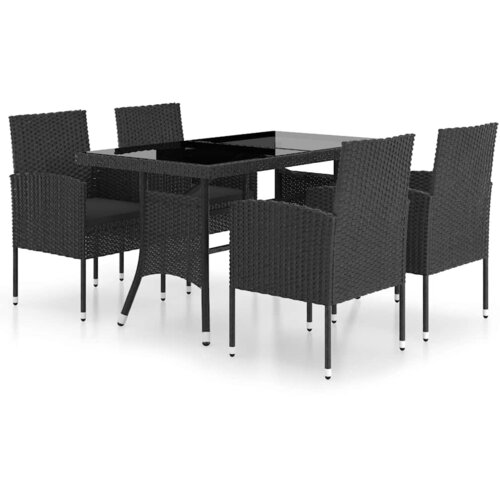  5-dijelni vrtni blagovaonski set od poliratana crni Crna Dužina stola 140 cm Slike